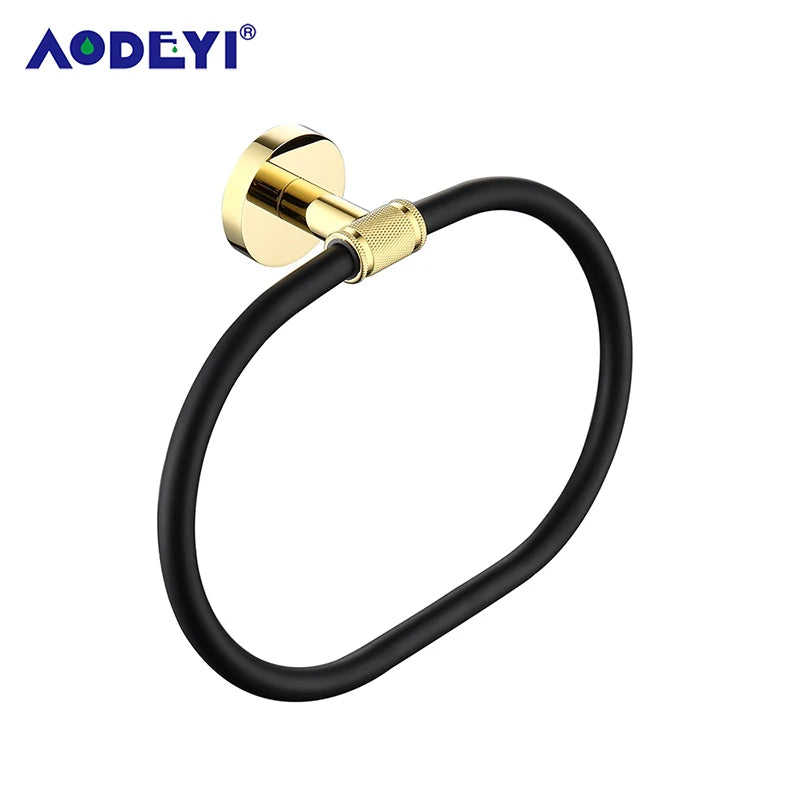 Bathroom Hardware Set Black Robe Hook Gold Towel Rail Bar Rack Bars Ring Shelf Tissue Brass Paper Holder Toothbrush Holder Brush