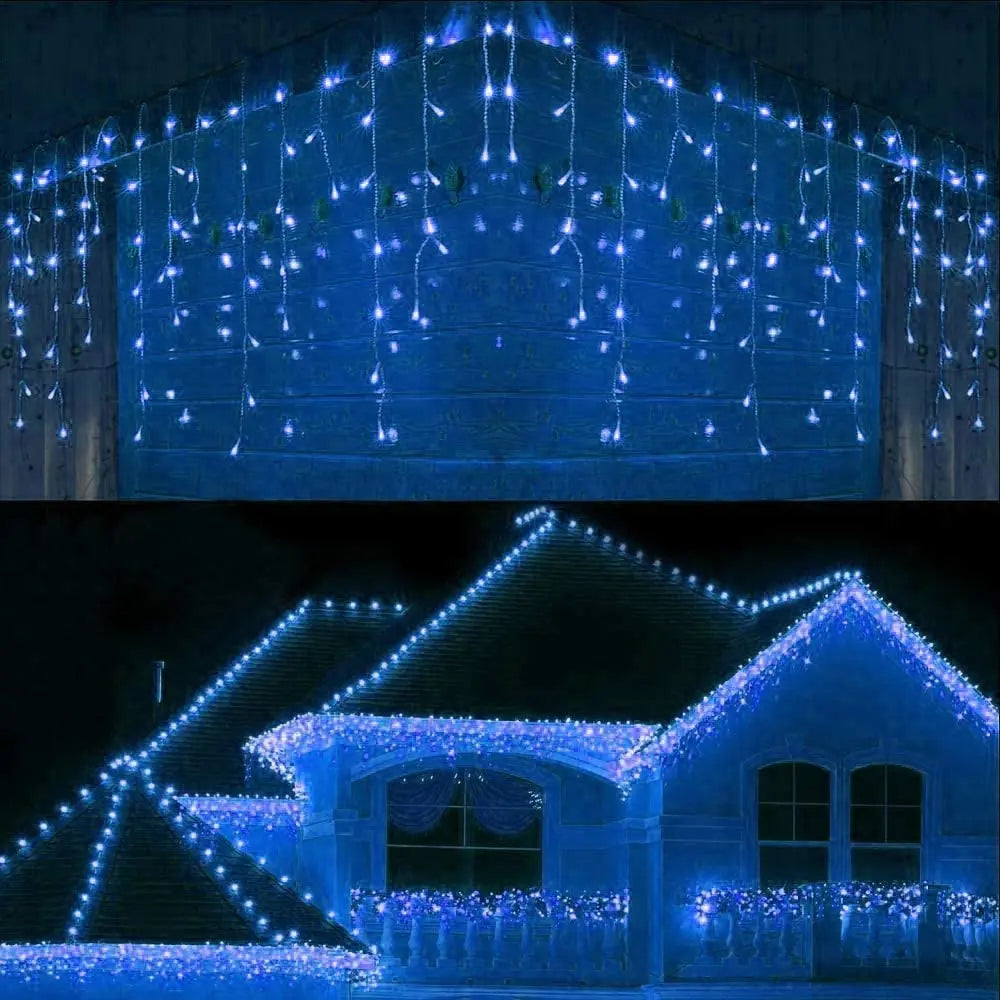 Street Garland On The House Christmas Decorations Ornaments LED Festoon Icicle Curtain Light Droop 0.5/0.6/0.7M EU Plug New Year