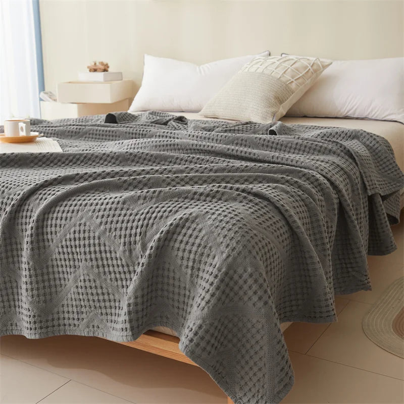 Cotton Throw Blanket,Solid Hollow Comfortable Towel Blankets,Breathable Soft Summer Quilt,Bed Cover For Kid Adult Drop Shipping