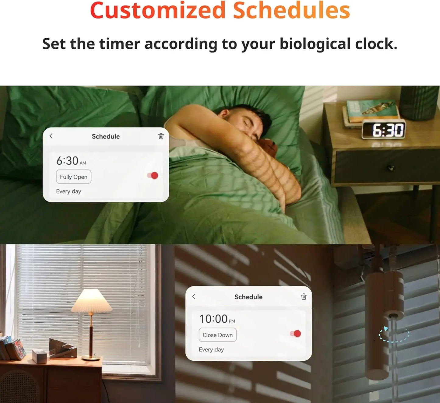 Smart Electric Blinds with Bluetooth Remote, Solar Powered, Light Sensing Control, Compatible with Alexa & Google Home