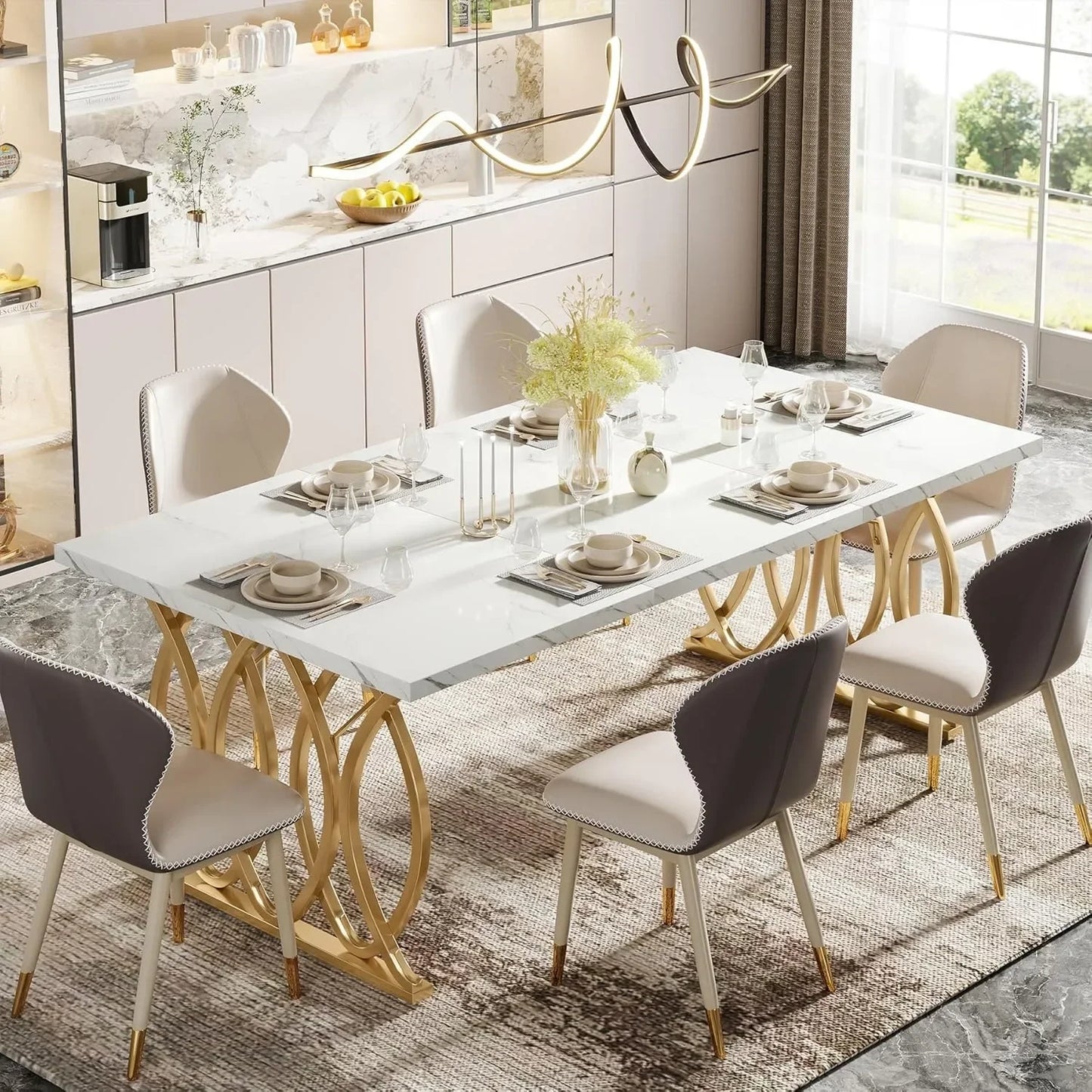 Little Tree Modern Dining Table Rectangular Kitchen