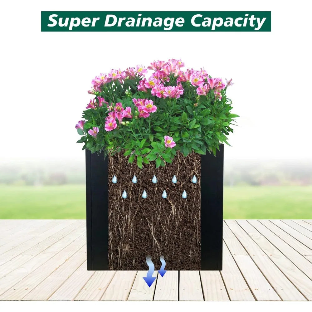 Galvanized Steel Planter Box Indoor Outdoor Durable Flower Pot