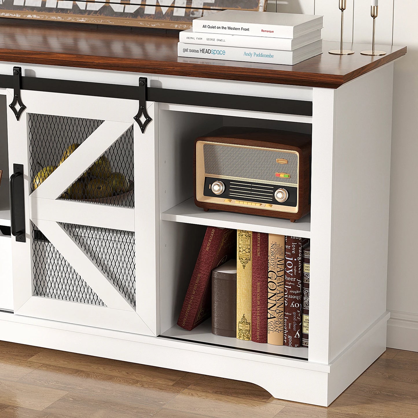 Modern TV Stand For 60 Inch TVs With 1 Drawer 2 Cabinets