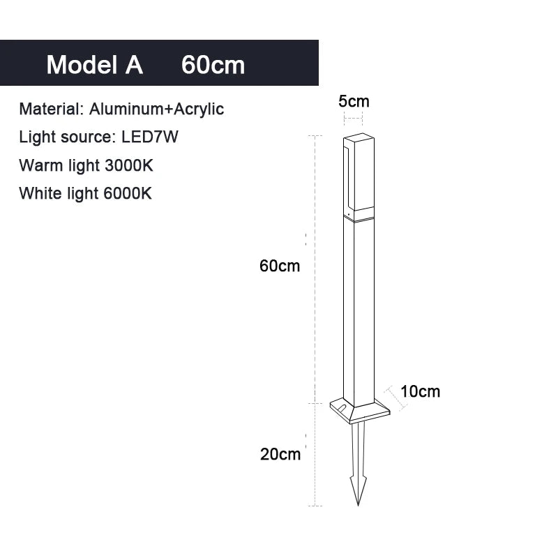 Waterproof IP65 LED Lawn Light 110V 220V Aluminum Acrylic Street light 30 40 60 80 100CM For Garden Courtyard Villa Lighting