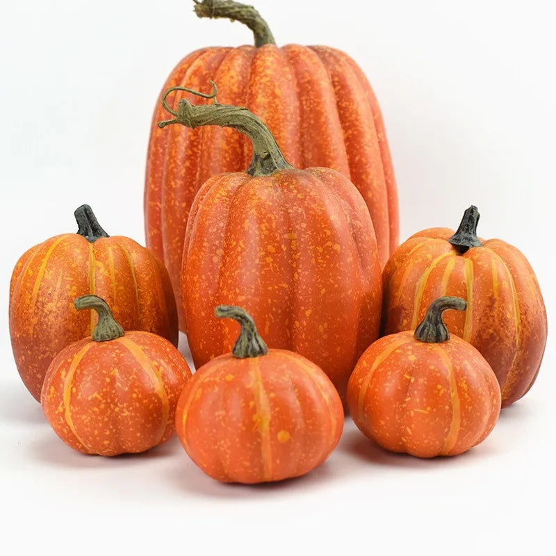 7PCS Simulation Pumpkin Model Set Artificial Fall Decor for Halloween Thanksgiving Party Garden Table Display Decorations