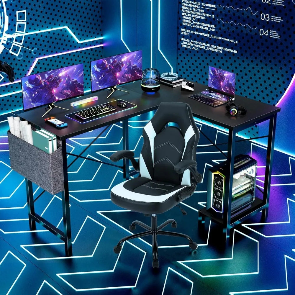 L-Shaped Gaming Desk With CPU Stand And Storage Bag