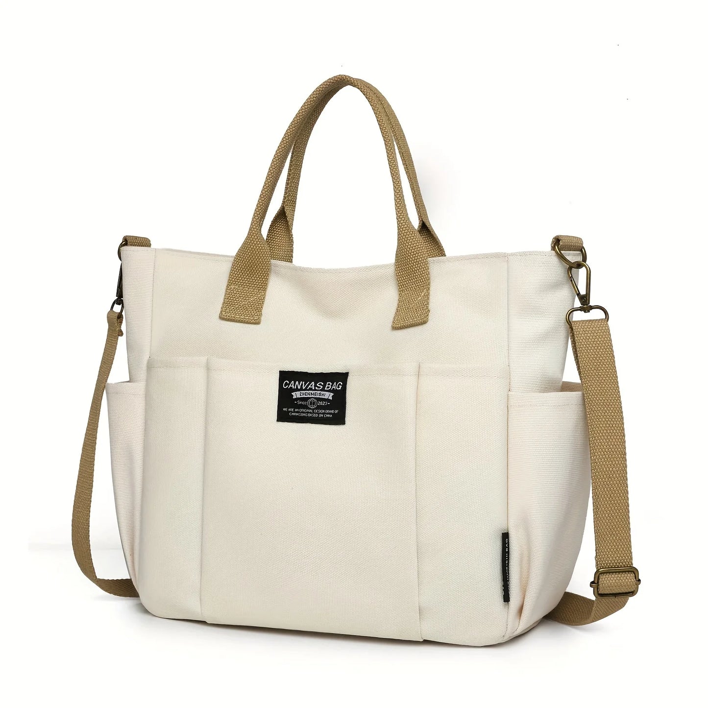 Nylon Multi Pocket Tote Bag With Casual Crossbody Design