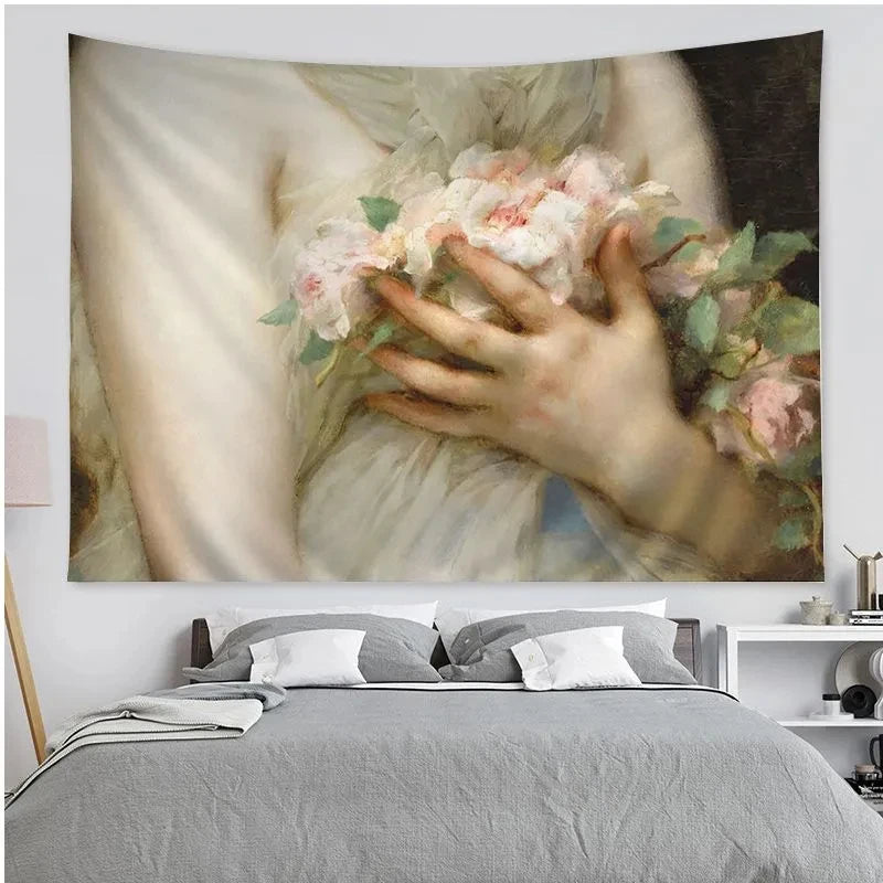 Renaissance Tapestry Oil Painting Art Tapestry Hippie Wall Hanging Tapestries Hanging Tarot Hippie Bedroom Dorm Wall Art Decor