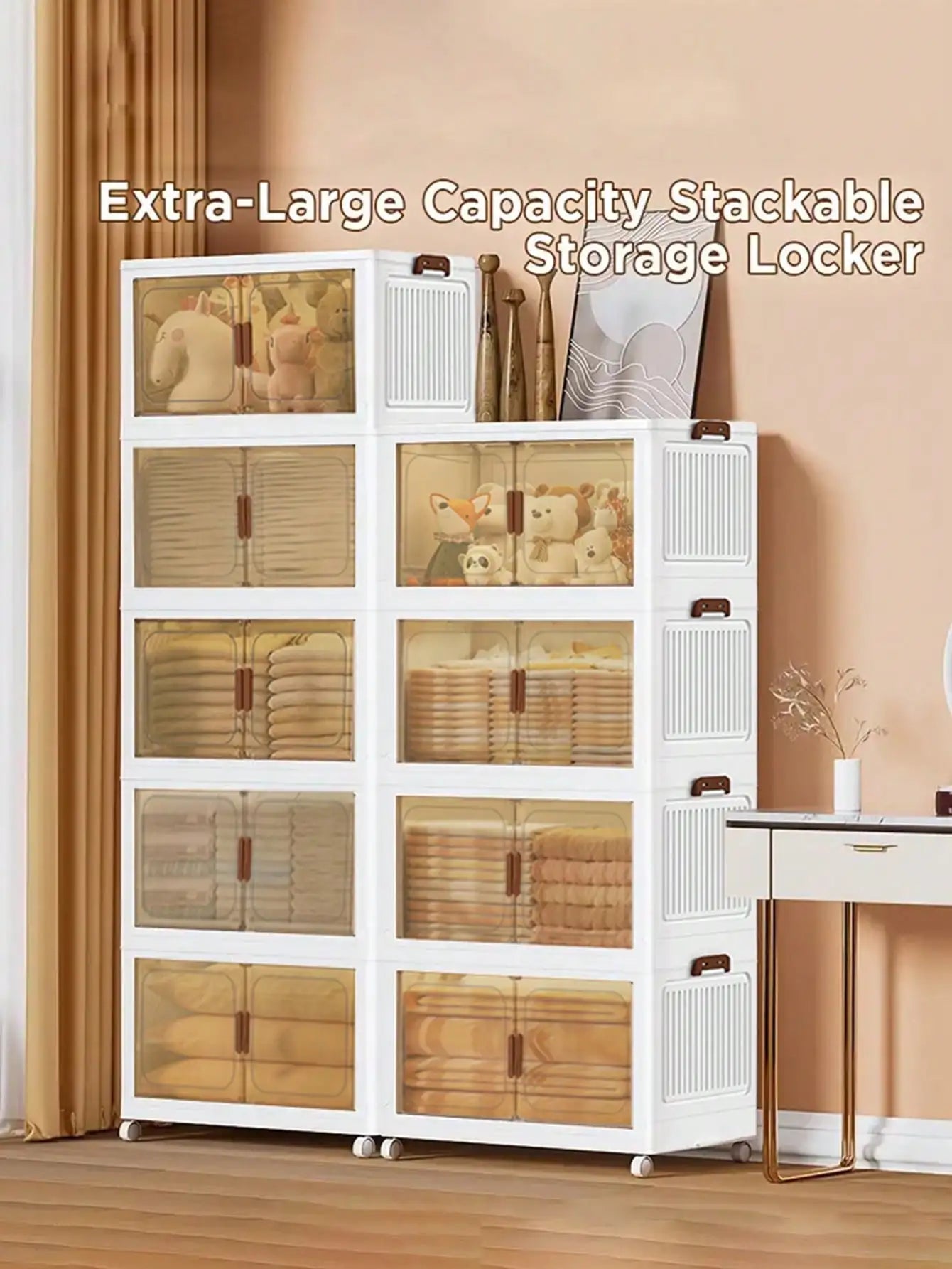 4layer Plastic Storage Bins, Foldable Storage Bins With LIDS And Wheels, Foldable Storage Boxes With Doors