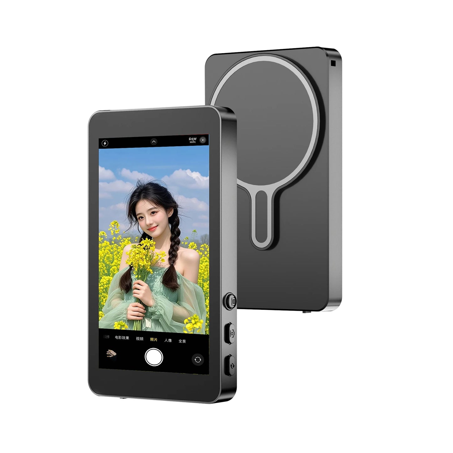 Smartphone Magnetic Monitor Screen Projector Phone Rear Camera Vlog Selfie for Live Stream Video Recording for Android iPhone
