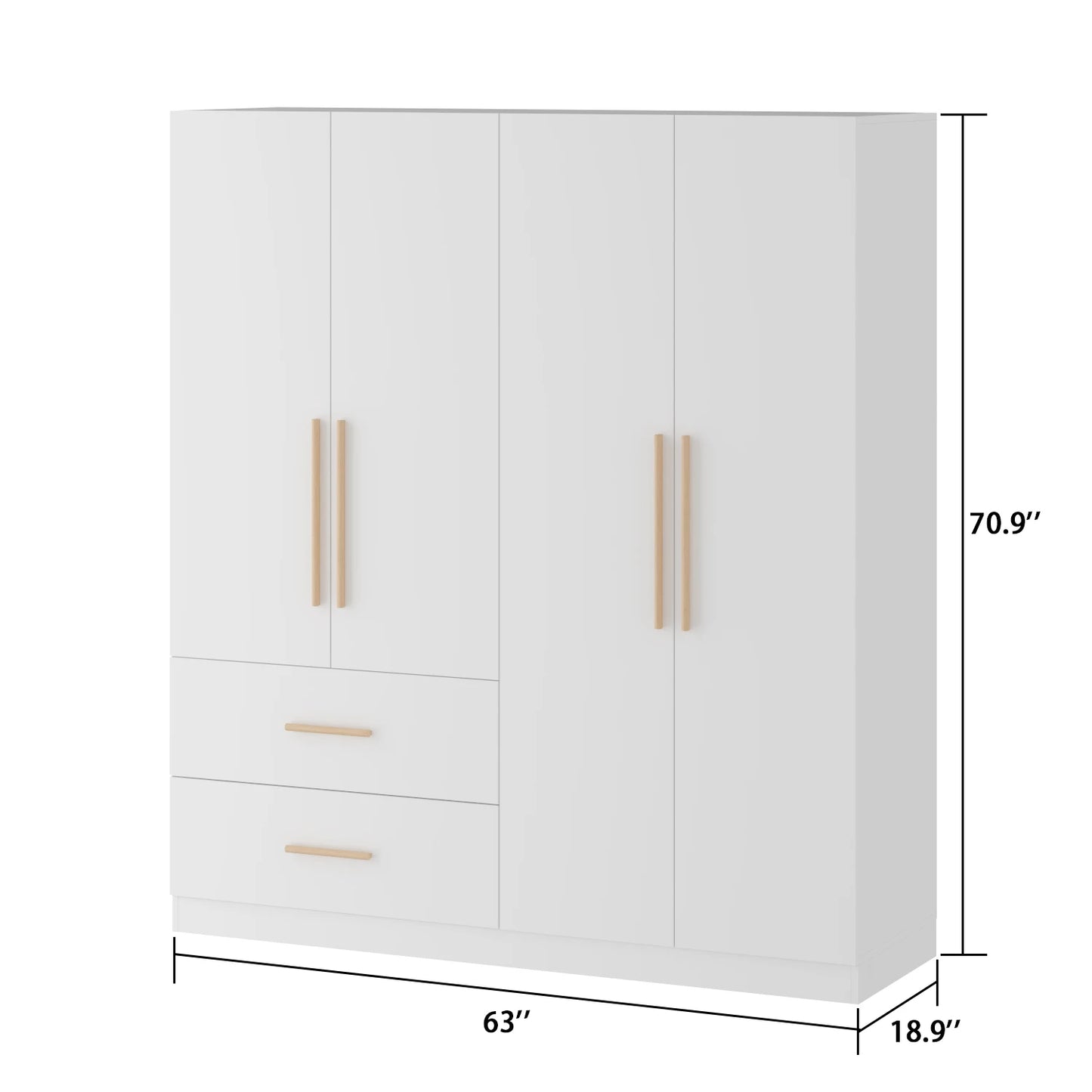 Fufu Gaga Modern Wardrobe Armoire Closet With Drawers White
