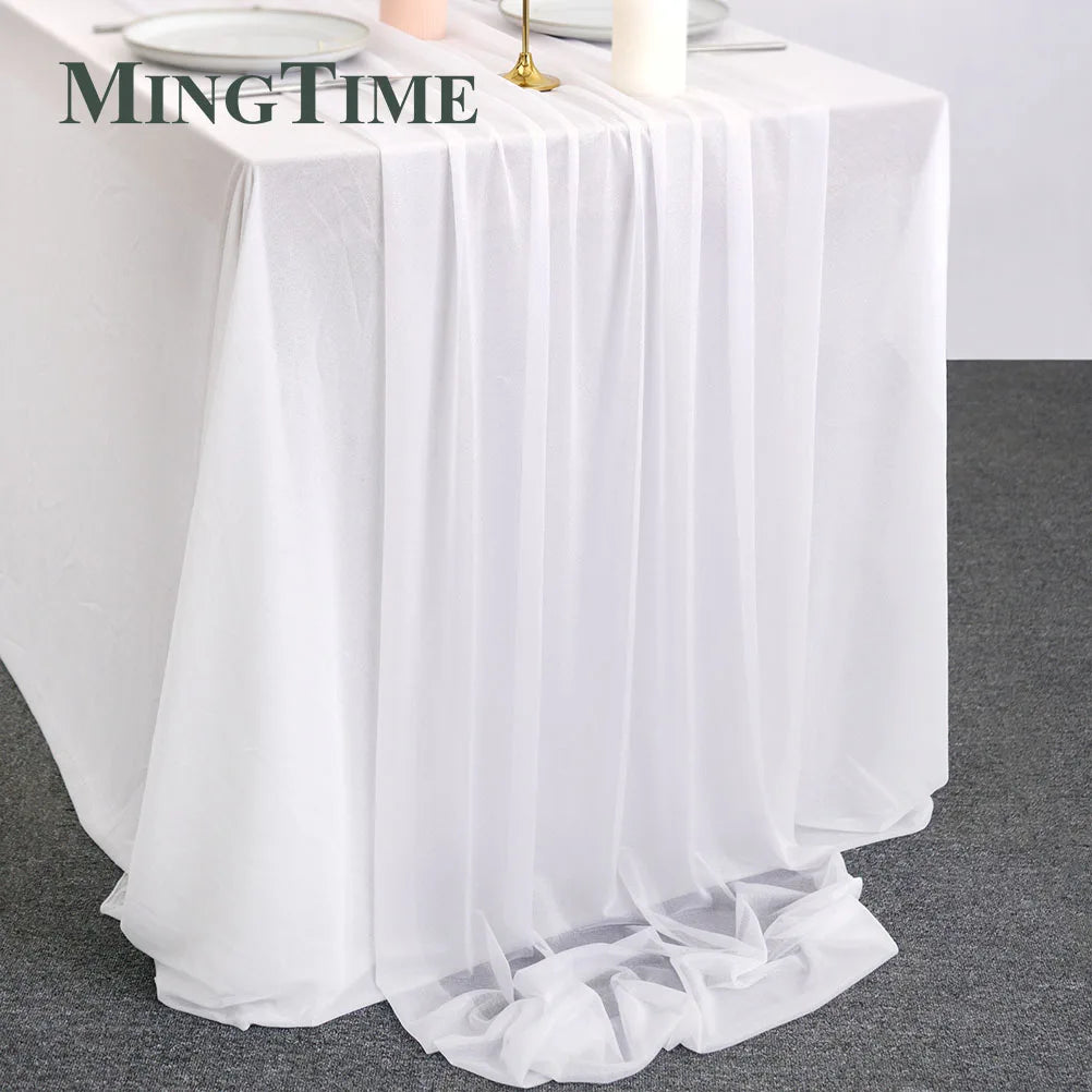 Table Runner Sheer Chiffon-like Boho Wedding Party Bridal Birthday Christmas Decorations Peach Khaki White Gold Green Color etc.