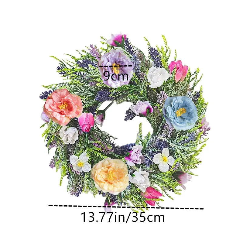 Artificial Flower Garland Eucalyptus Butterfly Wreath Summer Spring Decoration Door Living Room Home Decor Garden Patio Wall