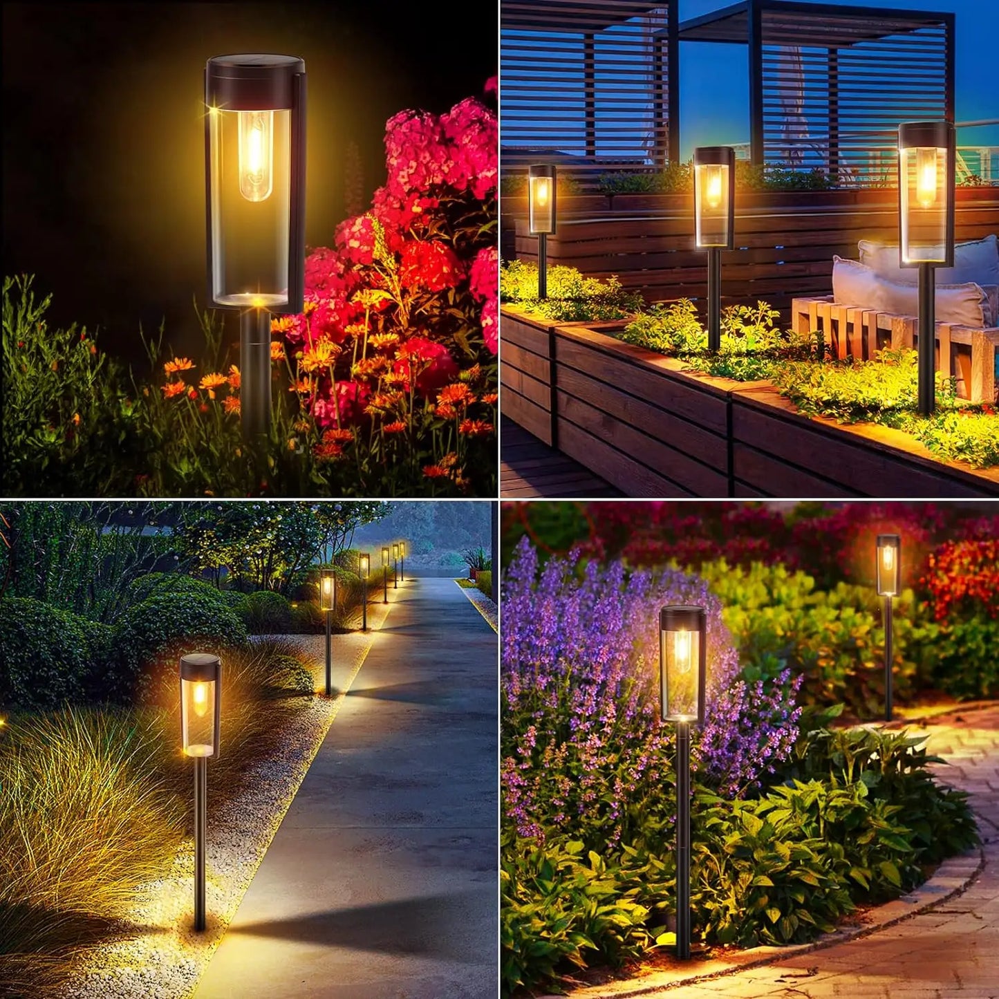 Feature Solar Pathway Lights Outdoor Auto On Off Lawn Lamps