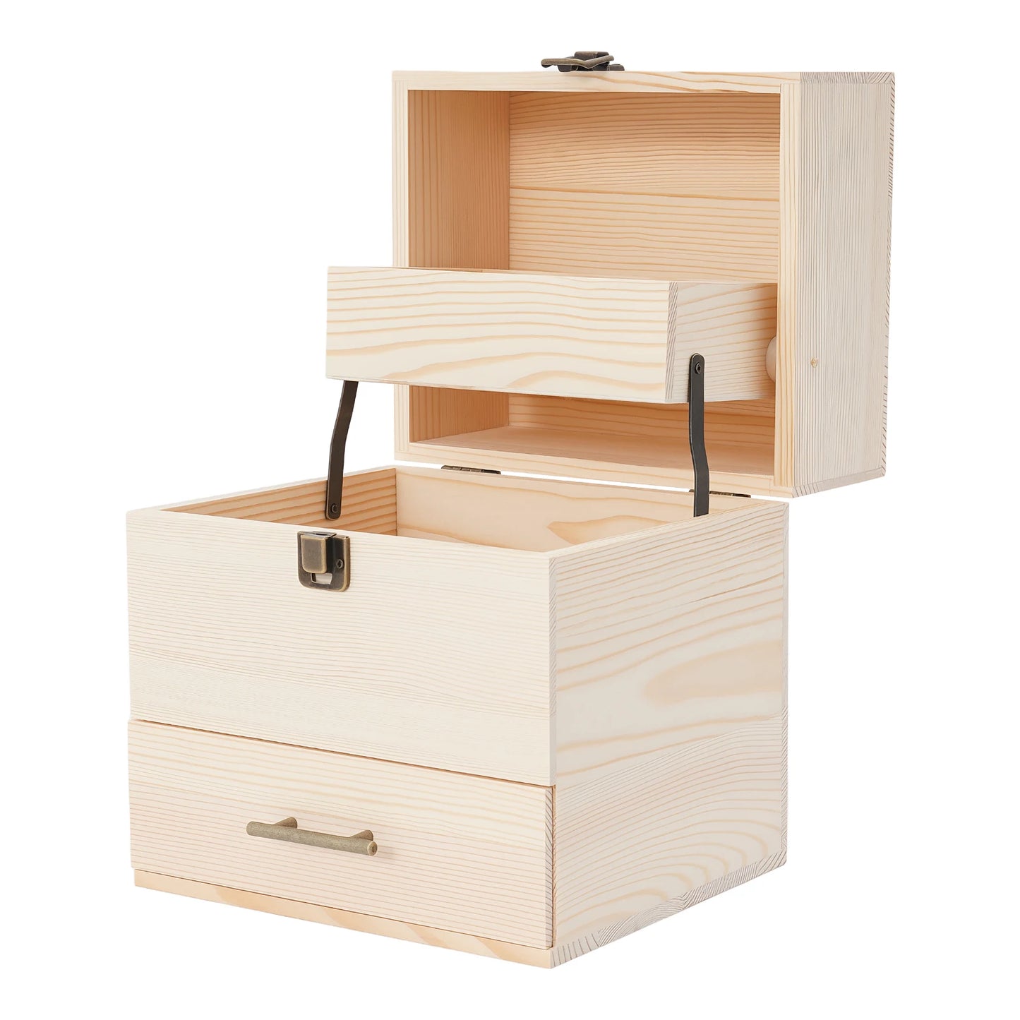 NONECN Wooden Essential Oil Storage Box Organizer Three-Tier 59 Slots