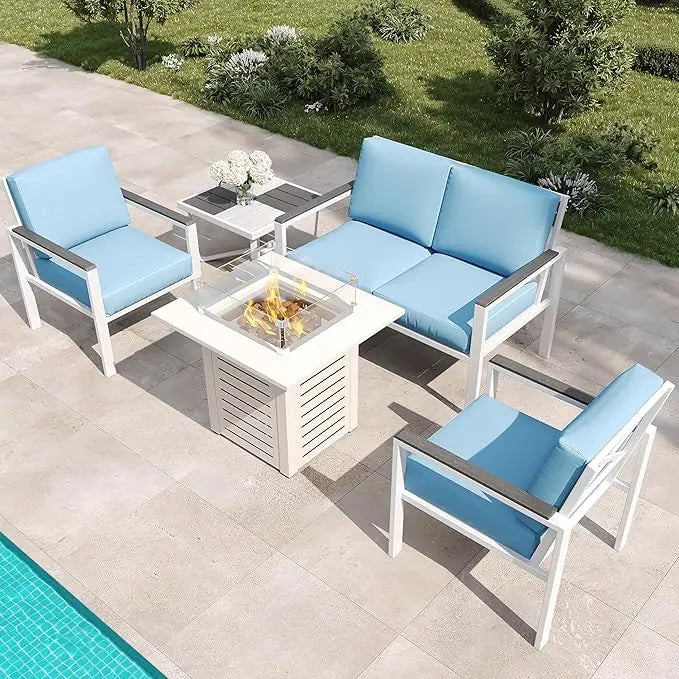 HUANZHUANG Outdoor Patio Set With Premium Fire Pit Table