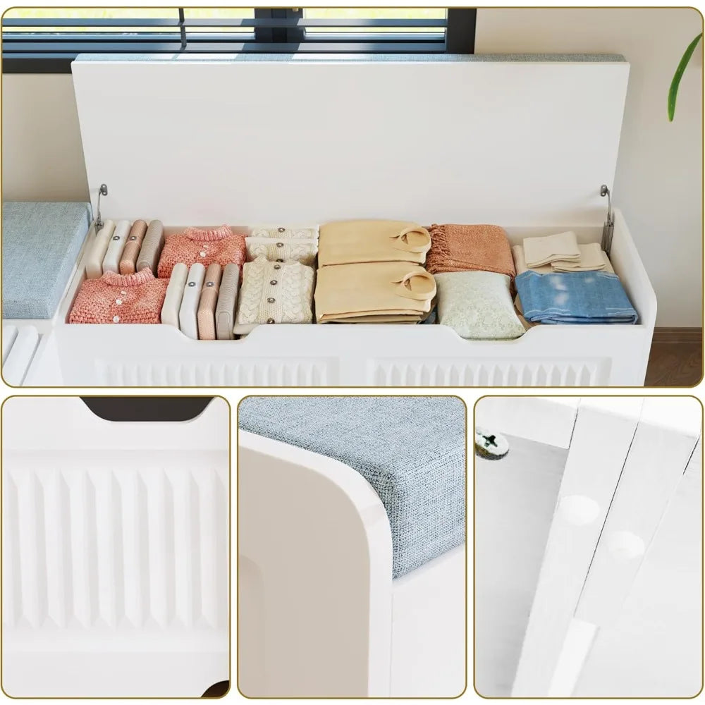 L Shape Storage Bench,63 in L-Shaped Kitchen Breakfast Corner Bench with Cushioned Seat and Hidden Storage Function, Wooden Back