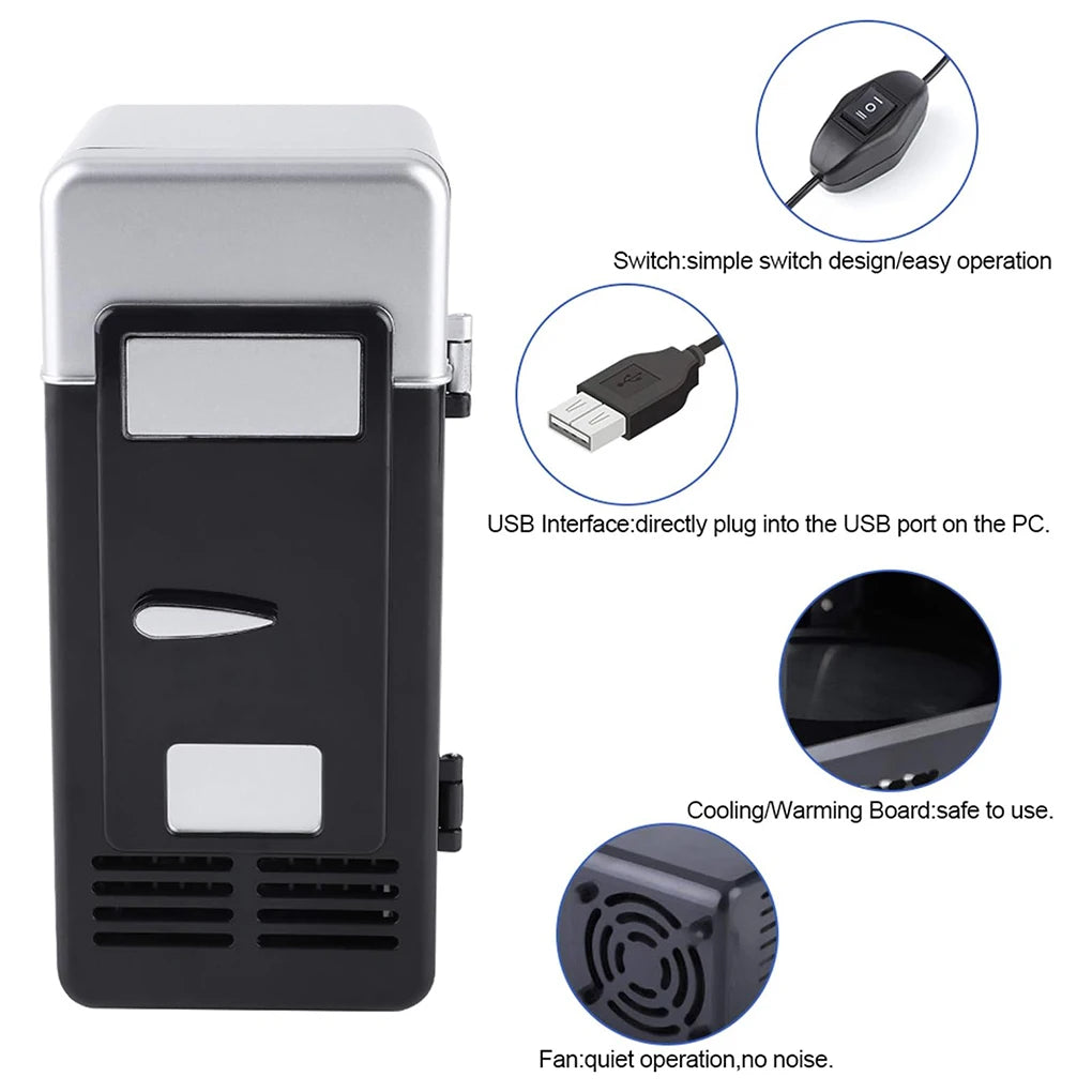 Portable 5V Desktop USB Electric Refrigerator Multi-functional Classic Practical Mini Car Beverage Cooling Fridge