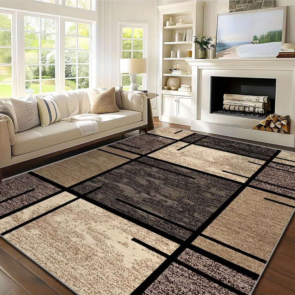 Geometric Pattern Luxurious Velvet Area Rug For Bedroom Carpet For Live Room Welcome Mat Doormat Large Area Rugs