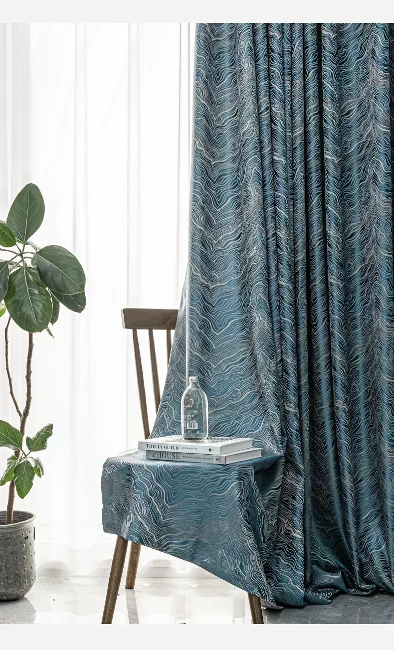 New Thick High-precision Black-out Curtains for Living Room Bedroom High-end Jacquard Curtain Customize Soft Fabric Finished