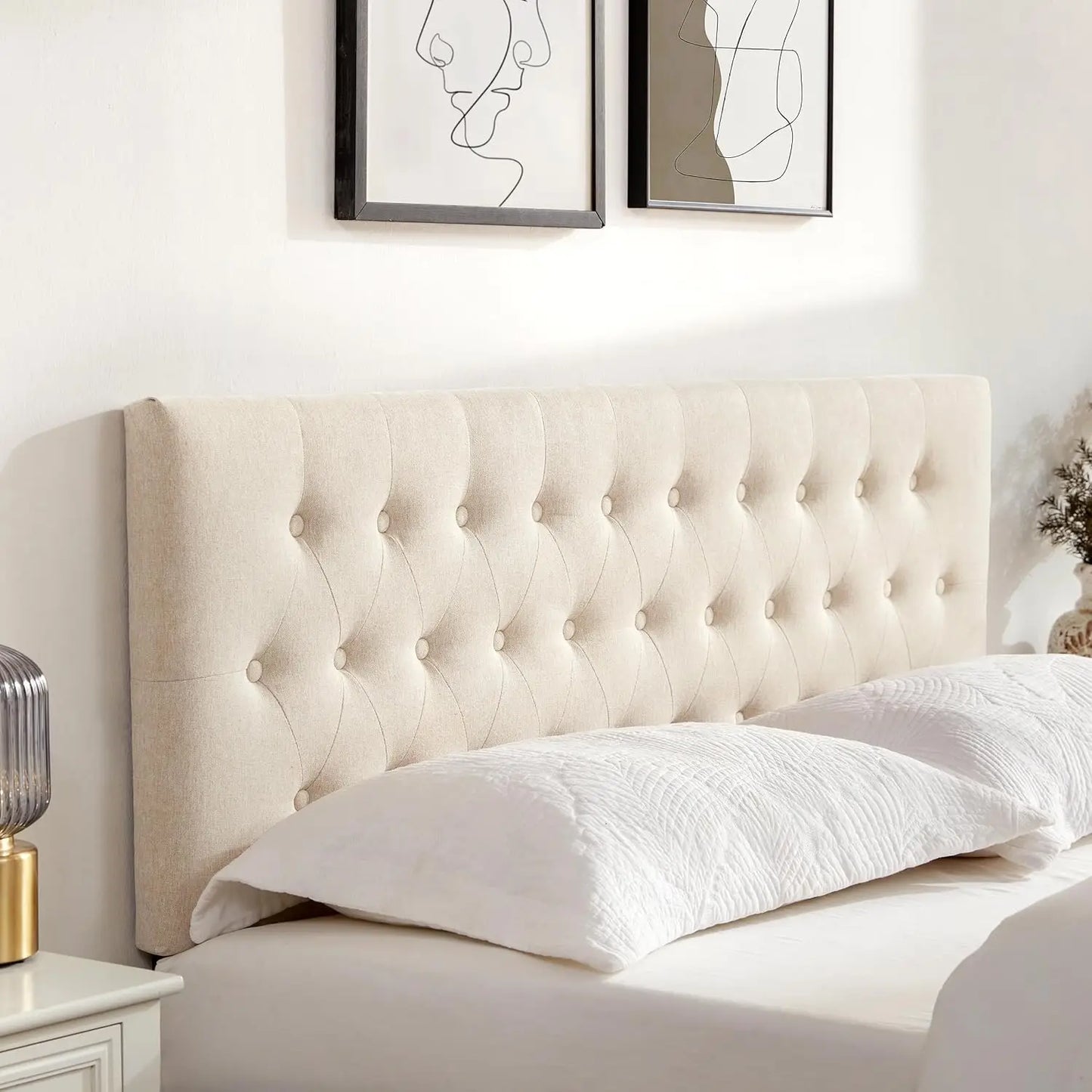 Upholstered Headboard With Solid Wood Frame And Adjustable Height