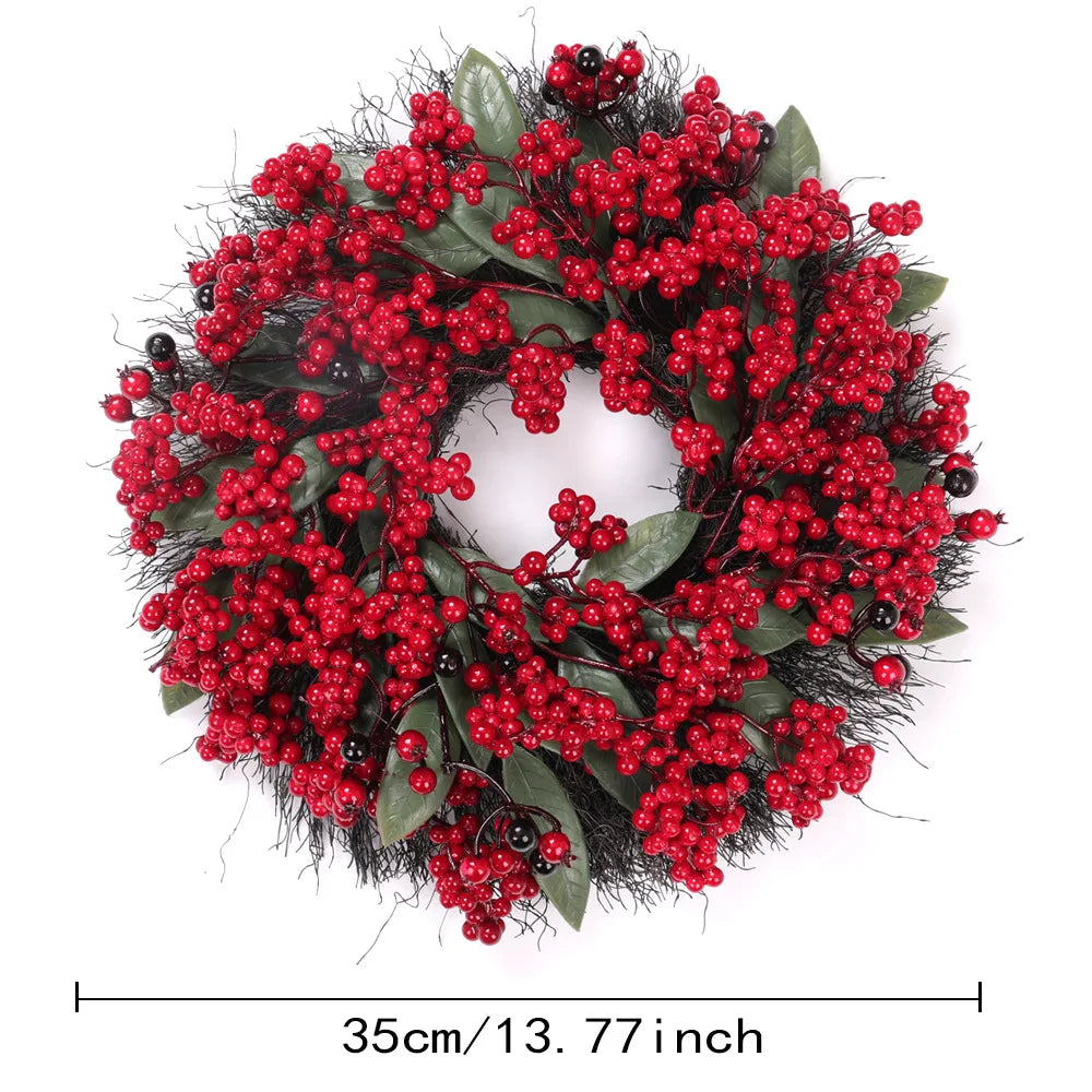 Luxurious Artificial Christmas Wreath All-Weather Indoor/Outdoor Door,Tabletop Decoration-Plastic Holiday Wreath for Xmas Tree