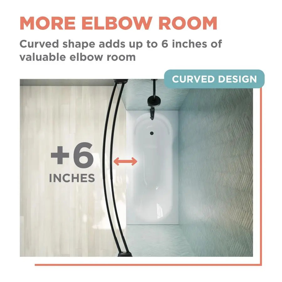 Double Curved Shower Curtain Rod, No Drill, 5072 Inch Adjustable Tension Curved Shower Rod for Bathroom, Rustproof Double Rod, N