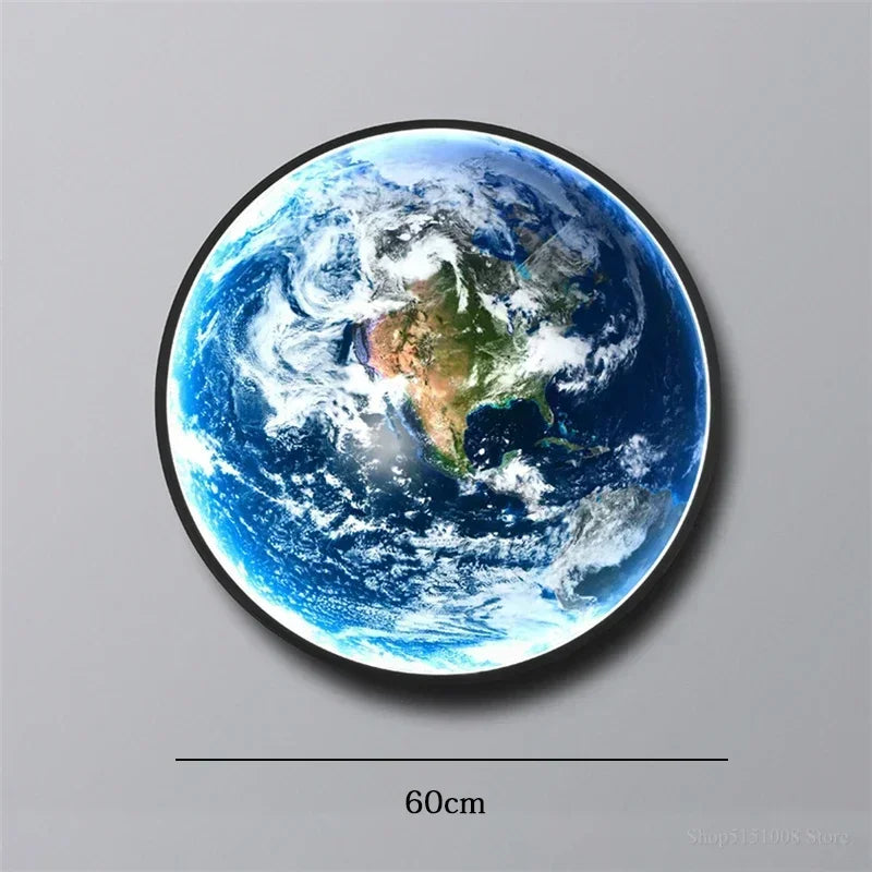Nordic Designer Earth Mural LED Wall Lamps Living Room Bedroom Study Corridor Light Modern Courtyard Planet Art Decor Lighting