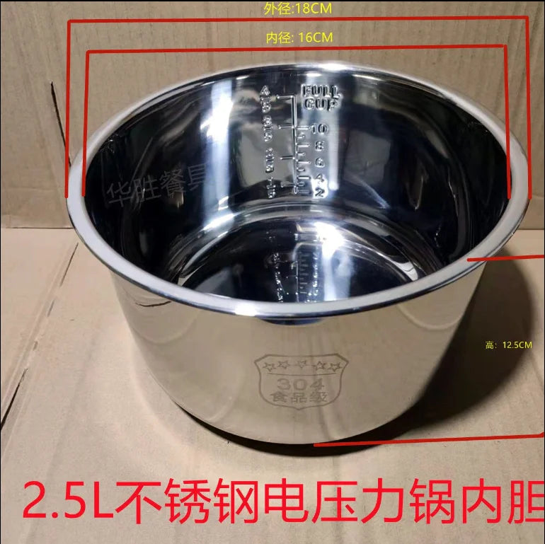 Stainless Steel 304 Nonstick Electric Pressure Cooker Liner For Rice Cooker