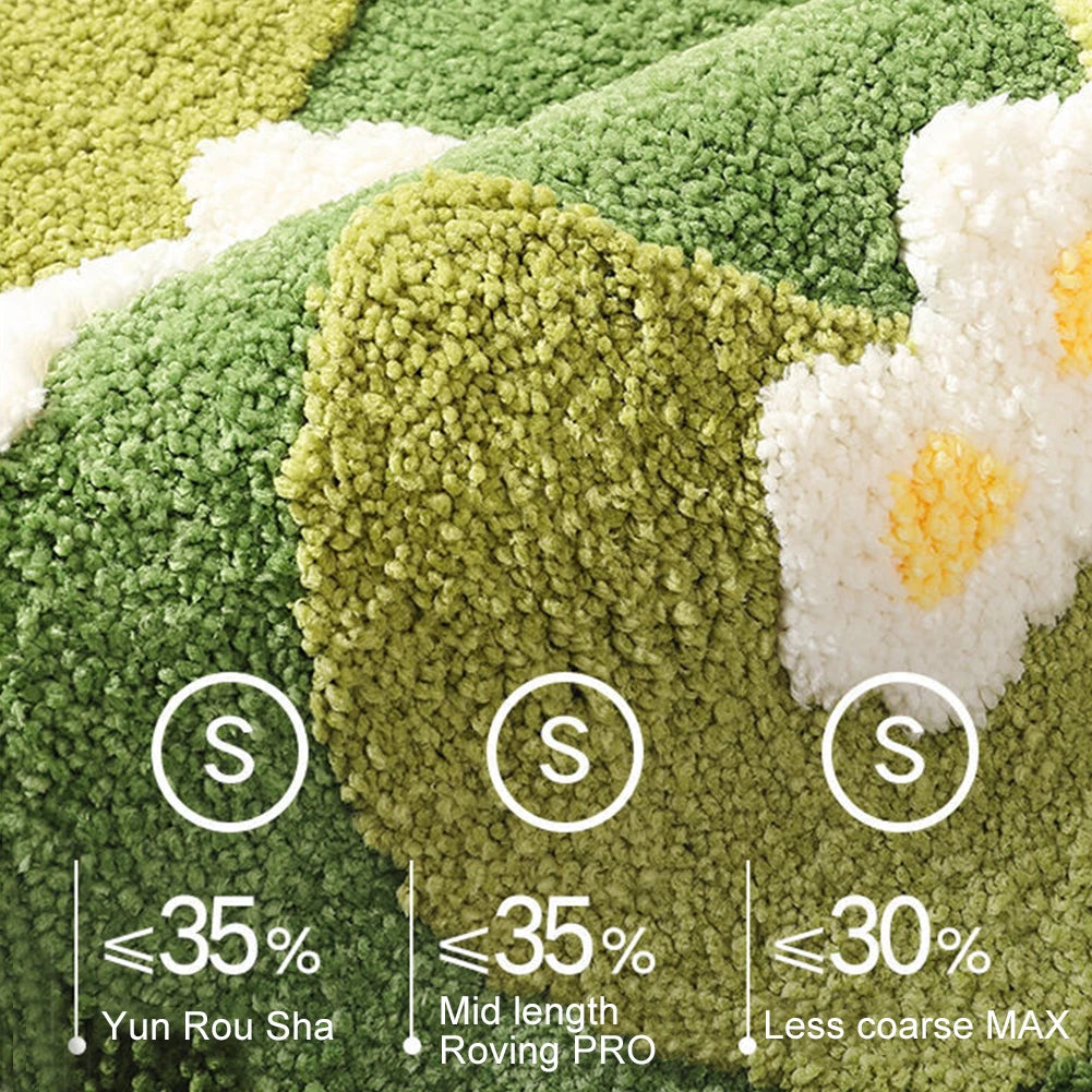 NONECN Fluffy Moss Rug Nordic Forest Floor Mat Bedroom