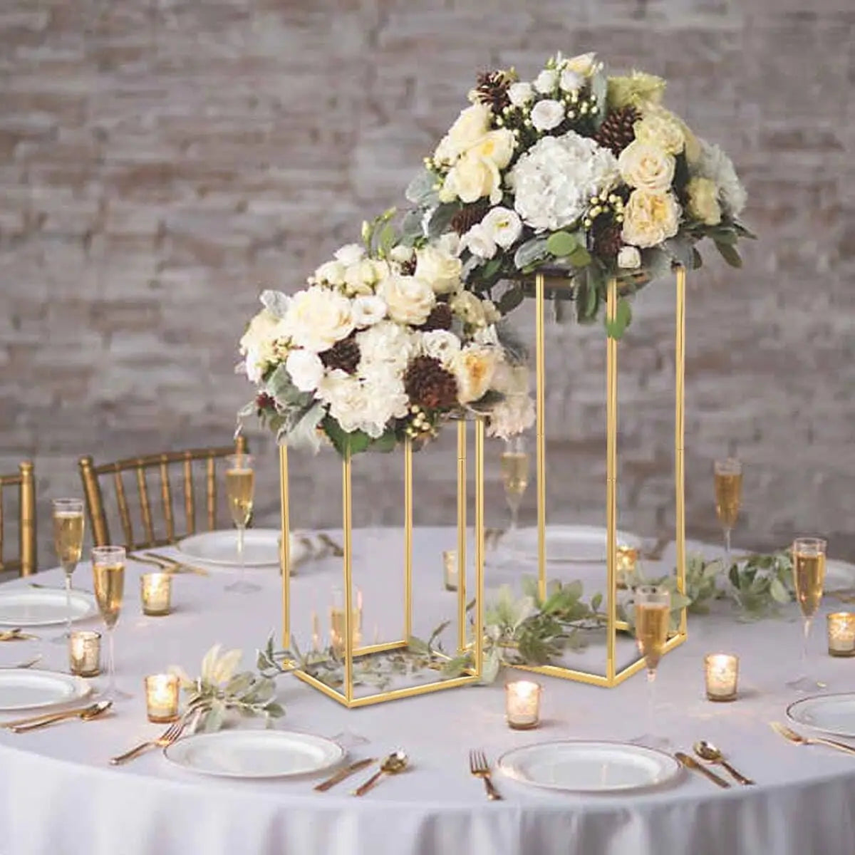 Hign-Concerned Wedding Table Centerpiece Metal Vase Set