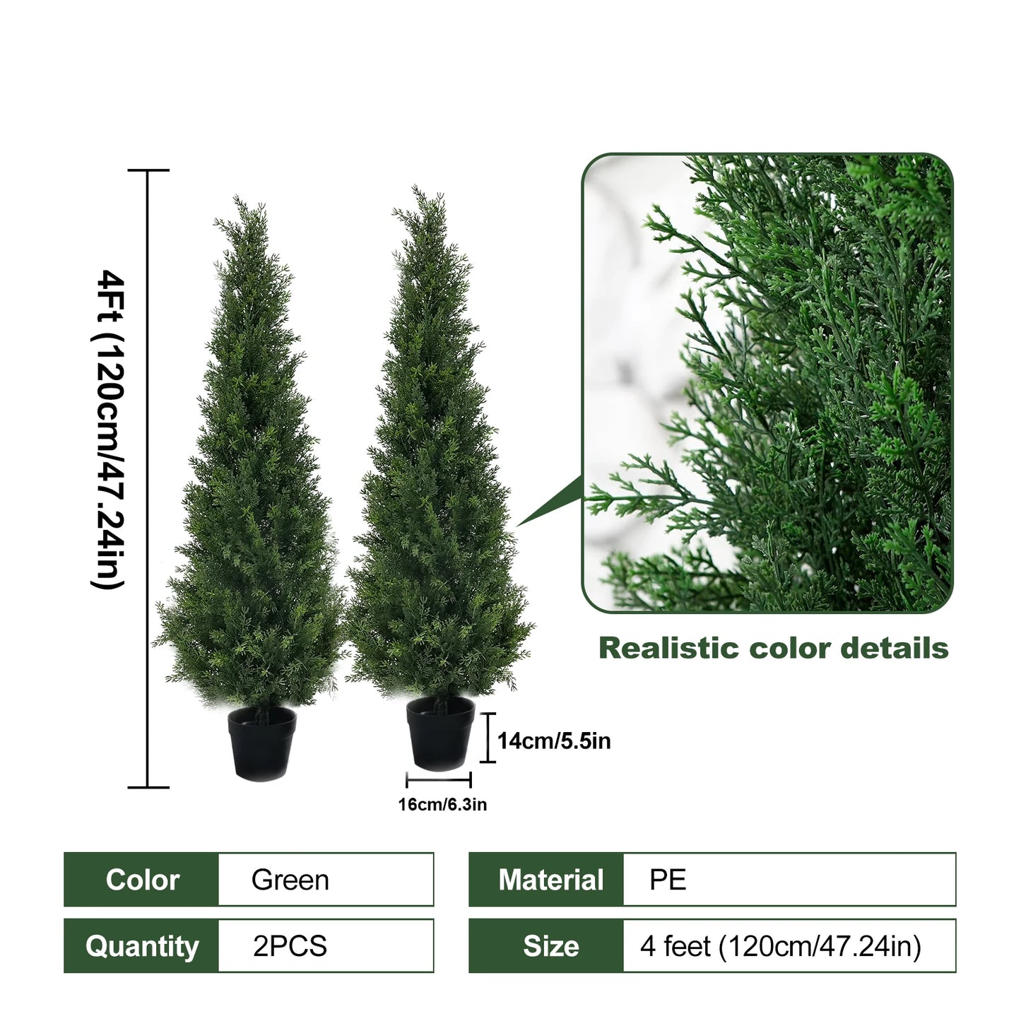 Guangdong CN Outdoor Artificial Cedar Tree 2-Pack UV Protected Evergreen