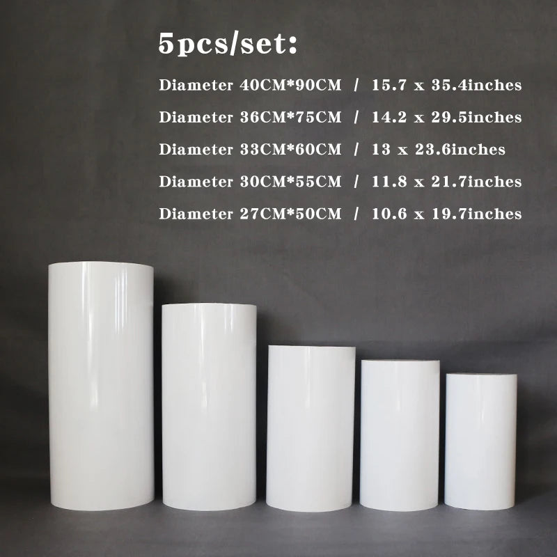Hot 3/5pcs Round Cylinder Pedestal Display White Gold Art Decor Cake Stand Plinths Pillars for DIY Wedding Party Decorations