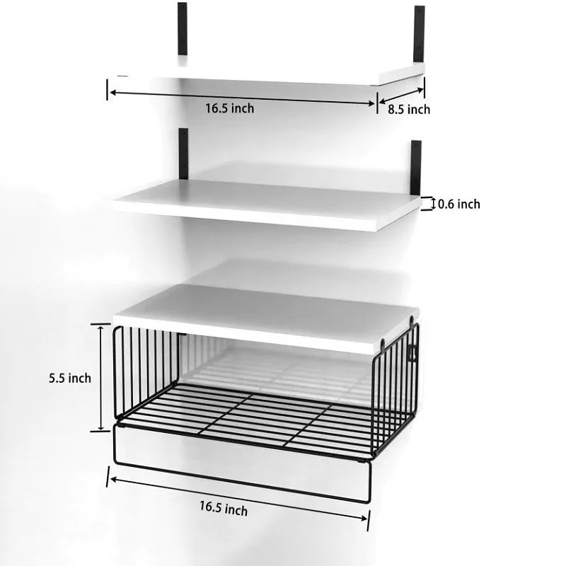 Triple Wood Wall Mounted Bathroom Shelves Storage Solution