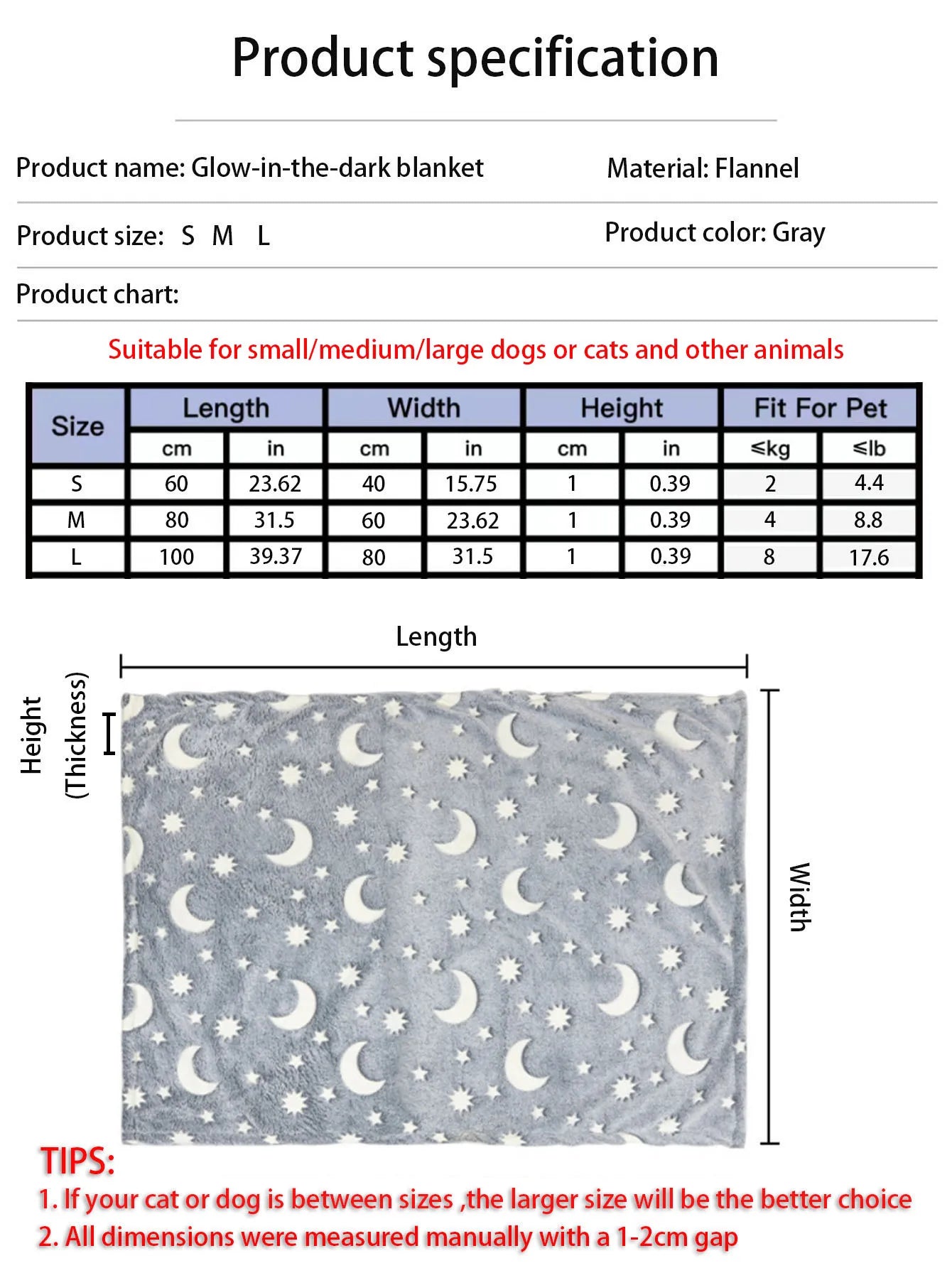 Star Moon Dog Throw Blanket Glow in The Dark, Pet Throw Blankets Luminous, Soft Plush Glow Throw Blankets for Dogs Puppy Cats