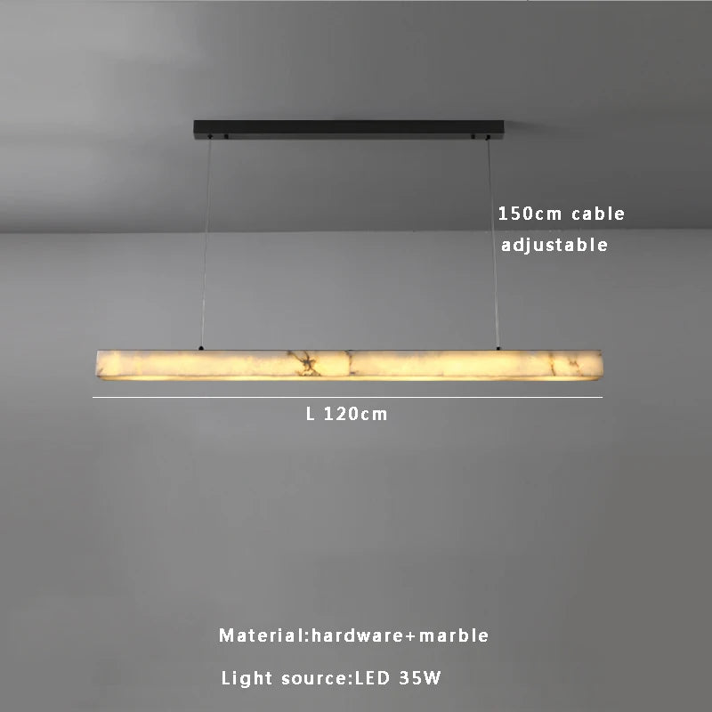 Natural Marble Ceiling Chandelier Luxury Long Stone Hanging Lamp Modern Art Decor Dining Room Kitchen Island Pendant Lamp