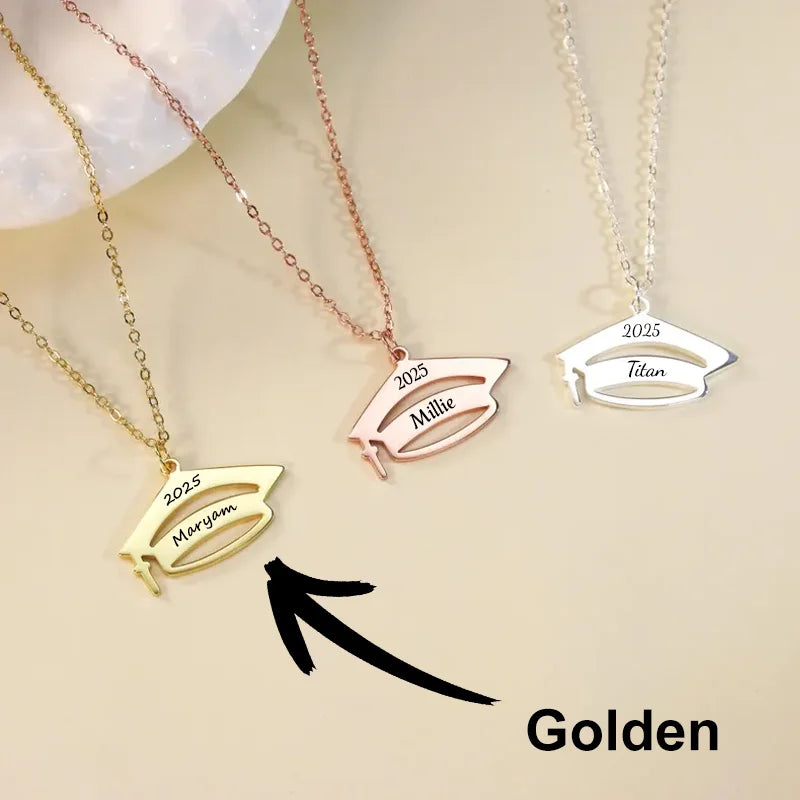 NONECN Customized Stainless Steel Graduation Cap Necklace For Women