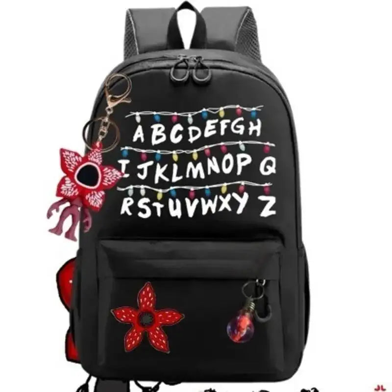 New 24 Alphabet Printed Backpack Cute TV Carnivorous Plant With Pendant Schoolbag Big Space For Boy And Girl Back To School Gift