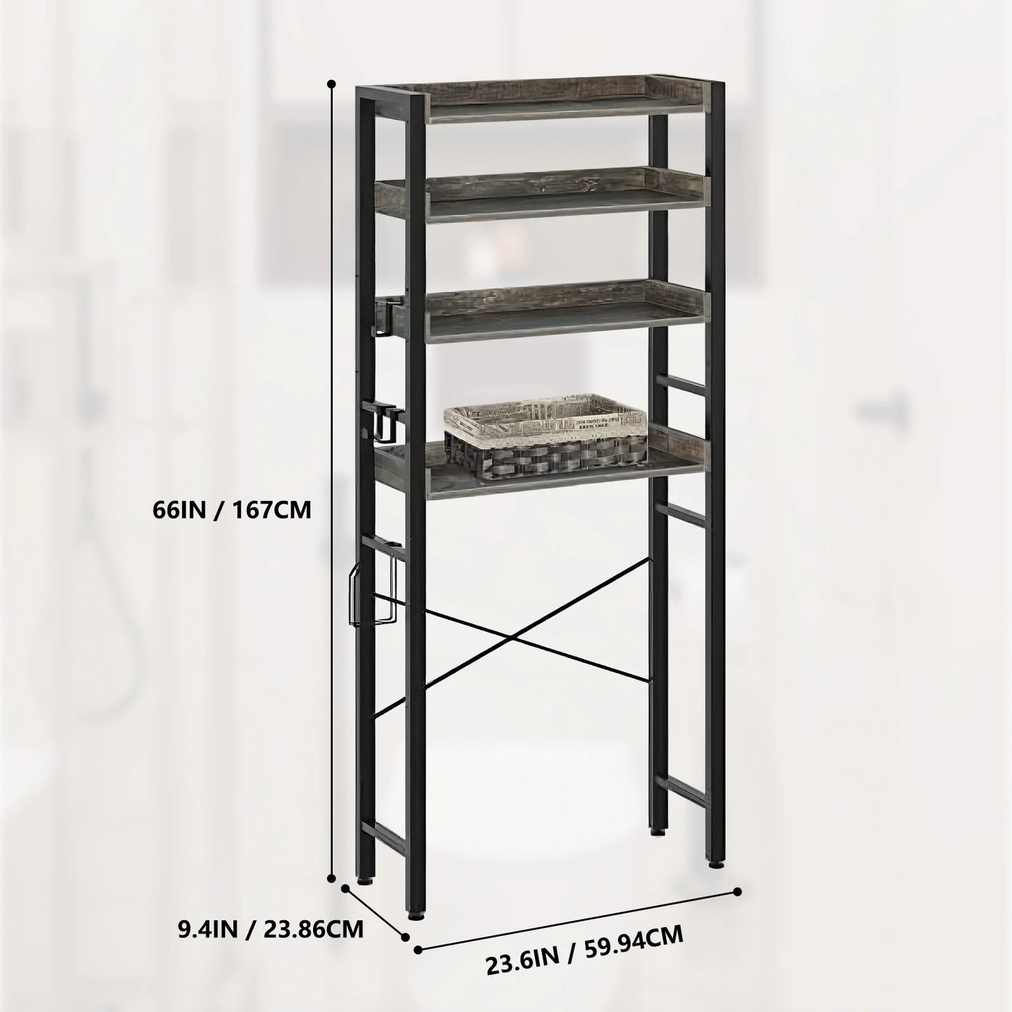 Over Toilet 4 Tier Storage Rack Organizer Freestanding