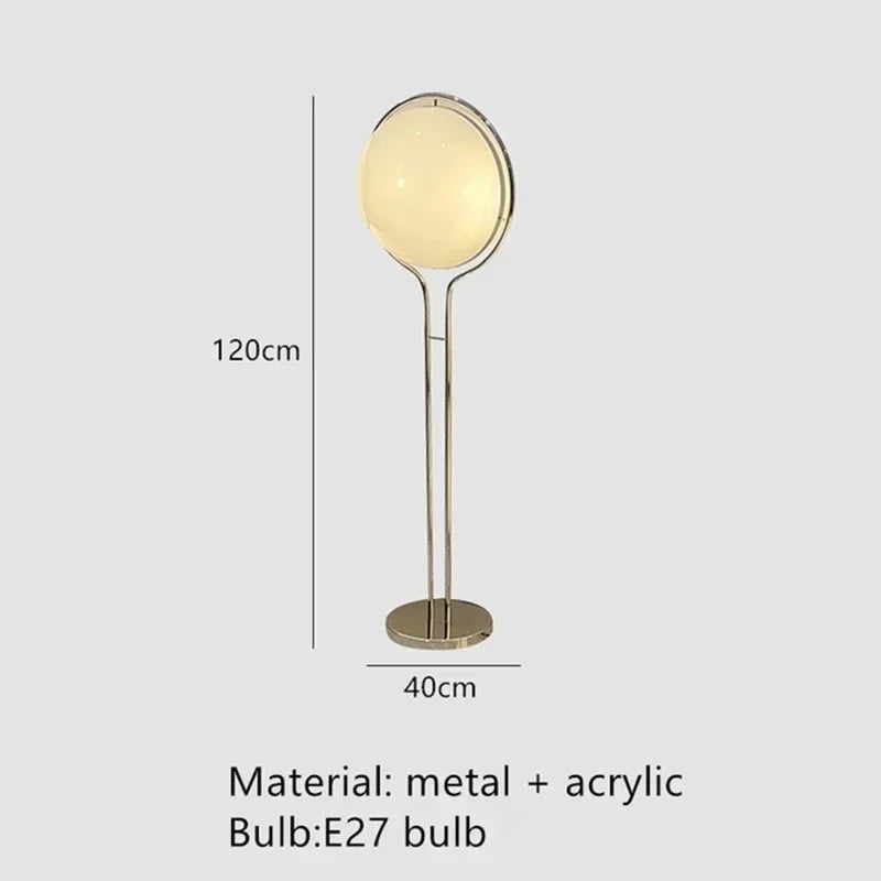 2026 Modern Creative Chrome Metal Floor Lamp White Acrylic Ball LED Standing Light for Living Room Hotel Room Sofa Art Decor