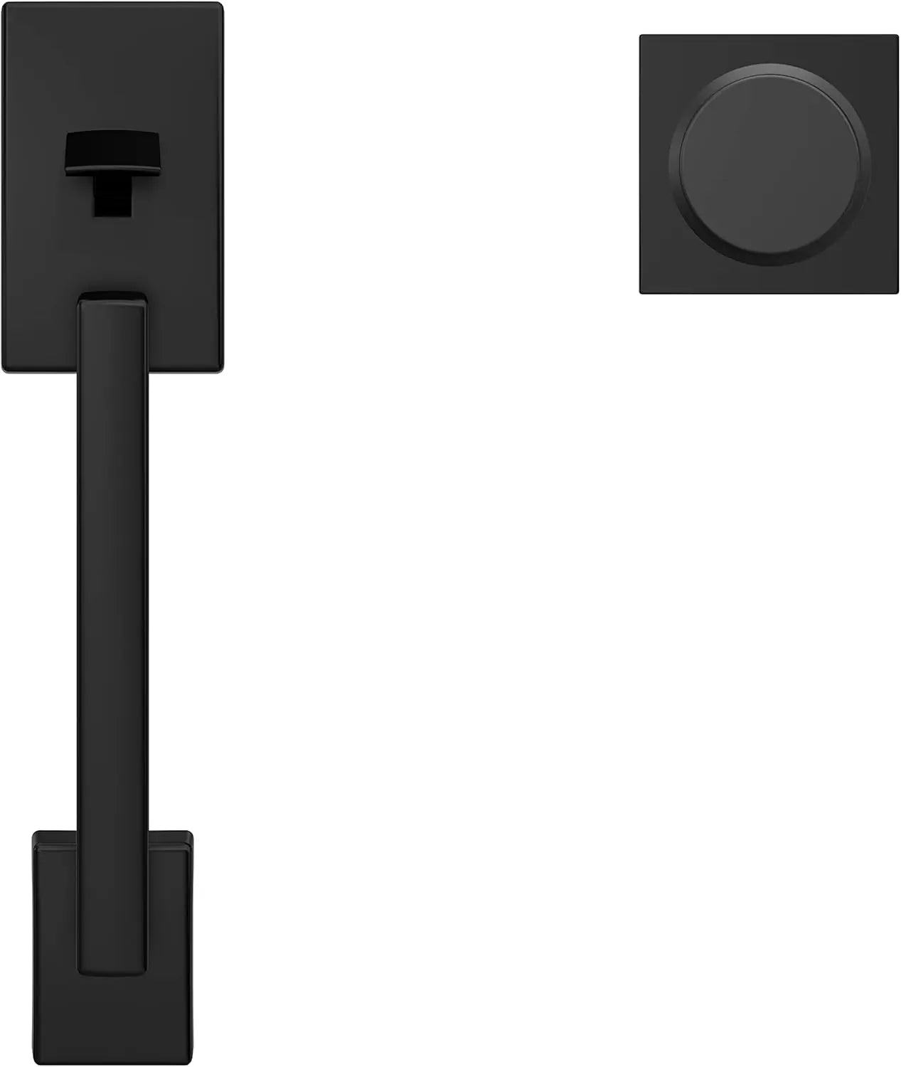 Modern Matte Black Front Entry Handleset with Collins Trim, Fits Standard Doors for Contemporary Home Design