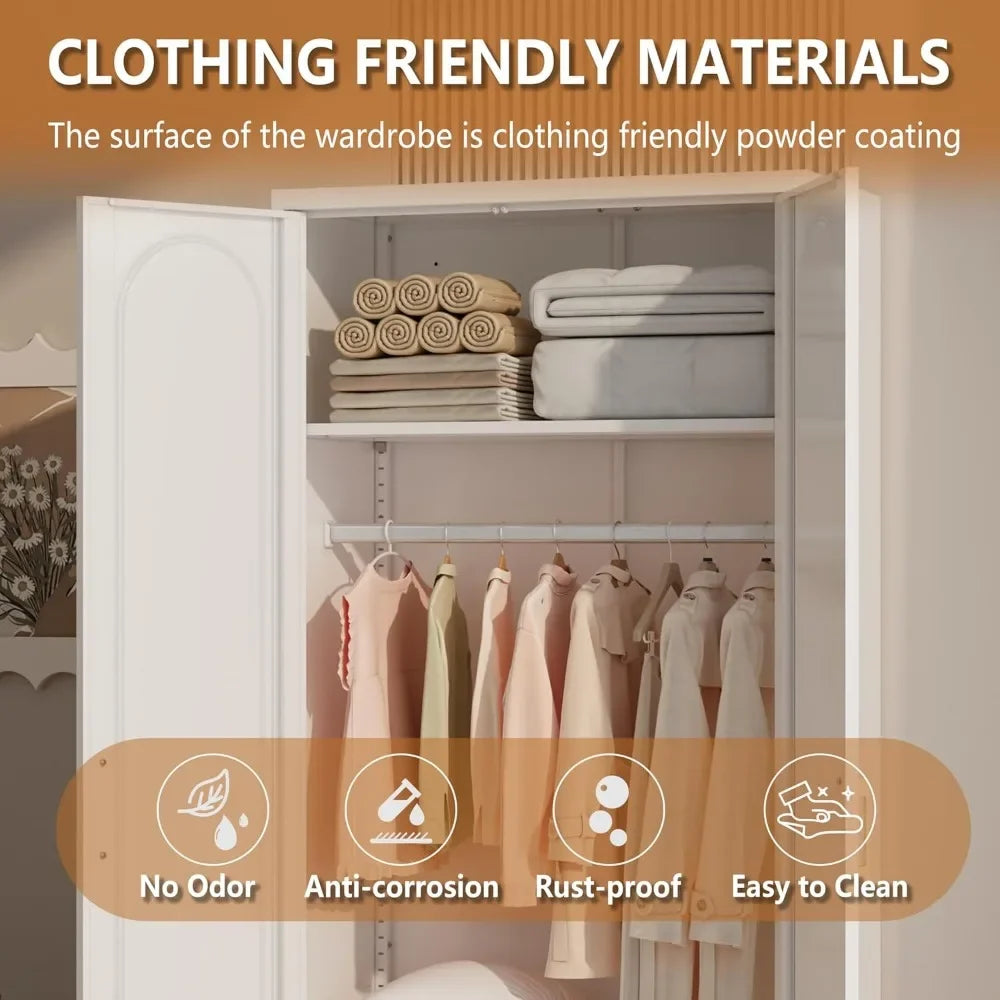 XMSJ Metal Armoire Wardrobe Closet For Hanging Clothes