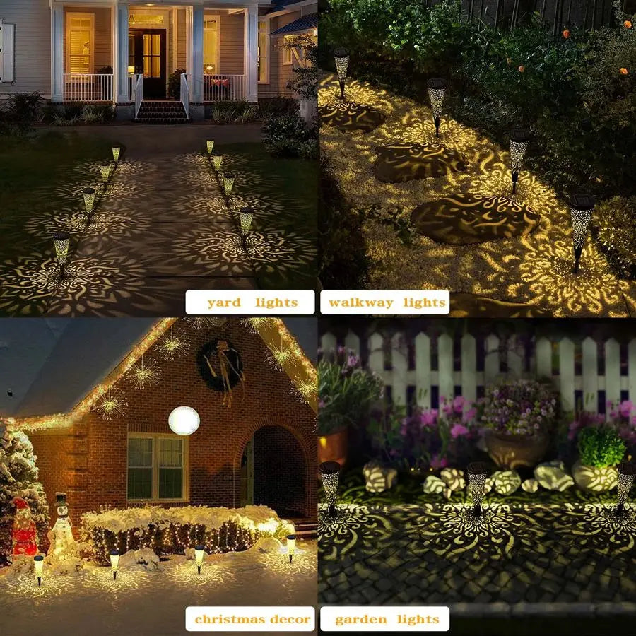 Pack Solar Lights Outdoor Garden Decorative Mandala Solar Garden Lights with Warm Light Waterproof Solar Pathway Landscape Light