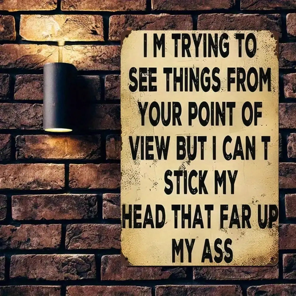 1PC Funny Tin Sign 'I’m Trying To See Your POV' – Humorous Metal Wall Décor, High-Quality Gift for Home or Entertainment Space