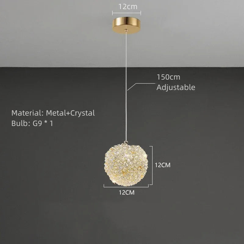 2024 New Luxury Bedside Crystal Chandelier High-end Warm Romantic Living Room Bedroom Aisle Ceiling Lamp Art Decor Light Fixture