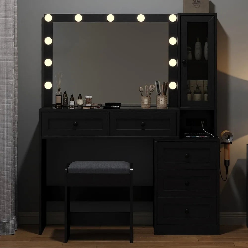 Vanity Desk With Mirror And 11 Lights Modern Makeup Table