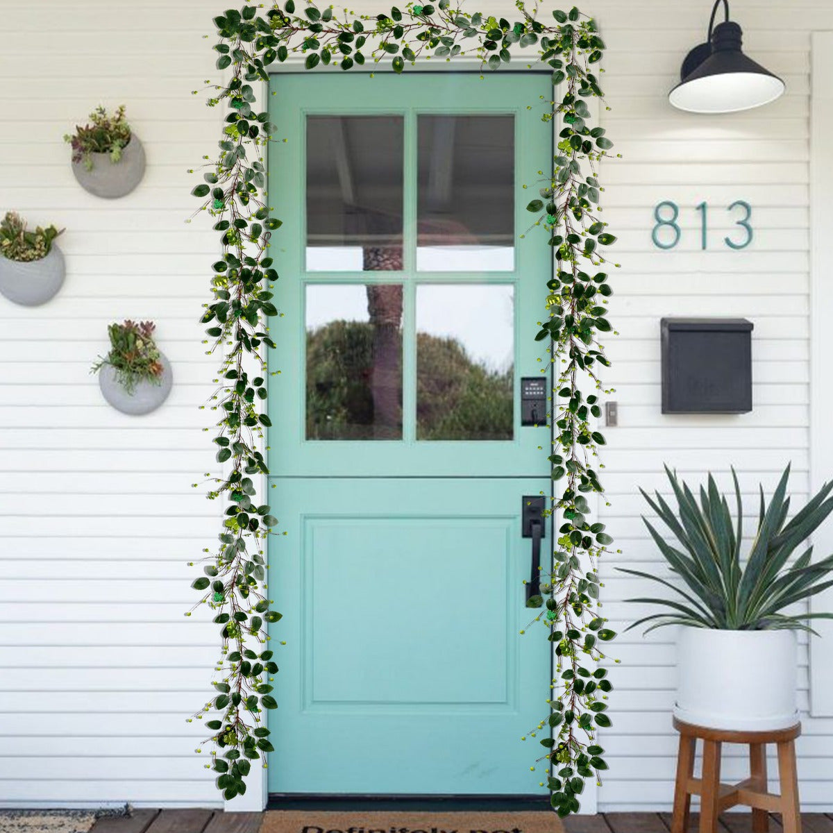 6.2 ft St. Patrick's Day Garland with Green Shamrock and Berry Garland St. Patrick's Day Decorations Green Clover Berry