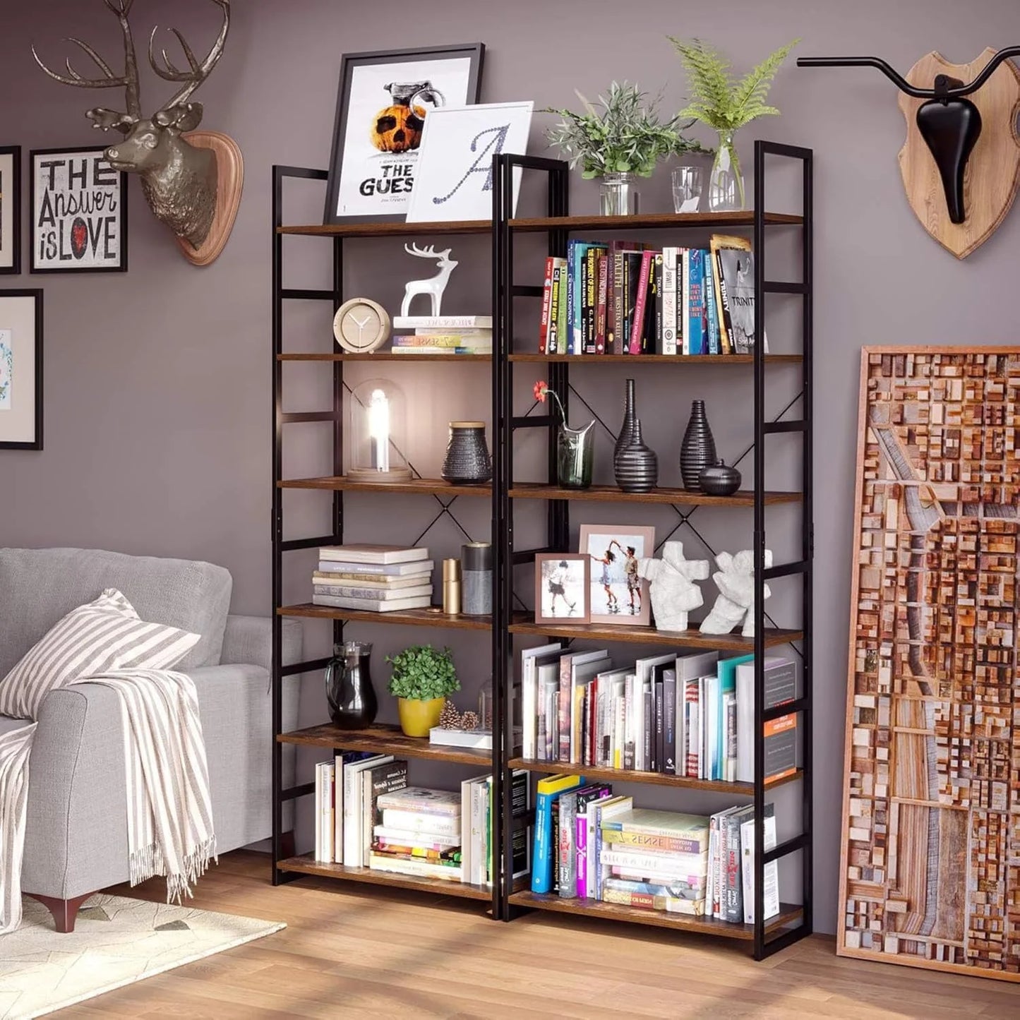 Heavy Duty 5/6-Tier Metal Storage Shelving Unit - Freestanding Industrial Garage Shelving Rack Suitable for Home Office