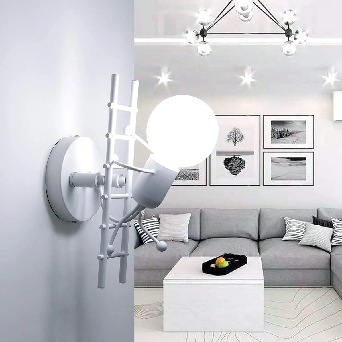 Humanoid Creative Wall Light Indoor Wall Lamp E27 LED Modern Wall Sconce Light Art Decor Iron for Bedroom Children Room Kitchen