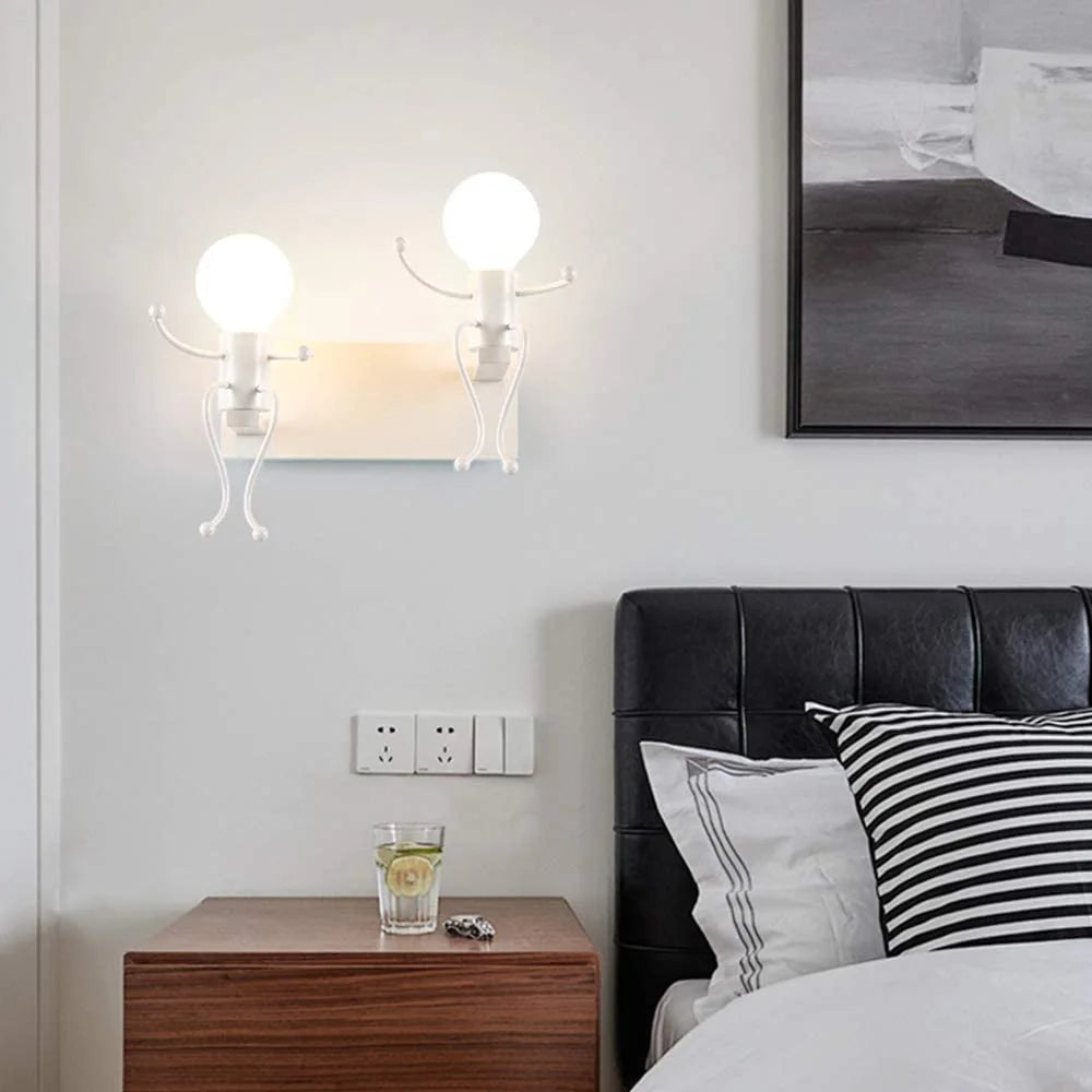 Humanoid Creative Wall Light Indoor Wall Lamp E27 LED Modern Wall Sconce Light Art Decor Iron for Bedroom Children Room Kitchen
